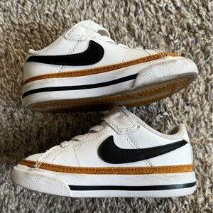 Nike Court Legacy Baby/Toddler Shoes, 7C, white with tan and black